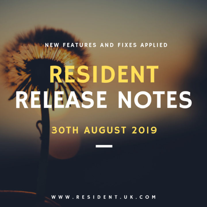 Release notes – 30th August 2019